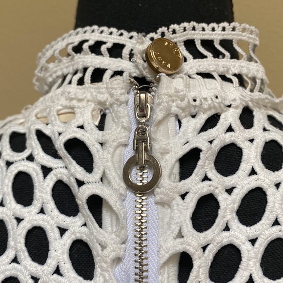 Simply Couture White Mock Neck A-line Dress with Circle Cut Out Pattern Size L - Picture 11 of 16